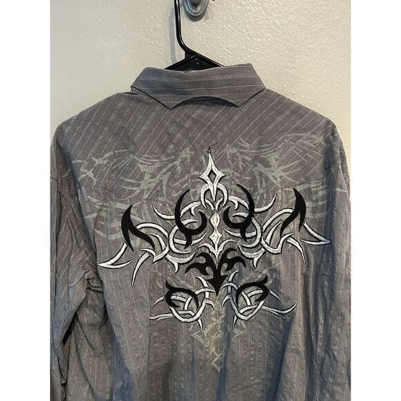 Panhandle Slim Mens XL Embroidered Pearl Snap Long Sleeve Shirt Gray - Picture 10 of 11